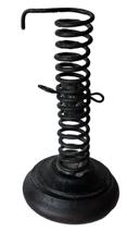 **SOLD** K307 Late 18th century  early 19th century Courting Candlestick constructed of spiraled forged iron wire mounted into a turned wooden base. Approximate measurements:  ~4 ¼ diameter base x 7 ½ tall. 