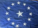 J87 13-Star / 7 Stripe American Flag Banner  All cotton with stitched appliqued stars on both sides. Measurements: 16 wide x 90 (7 ½ feet) long.