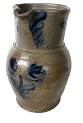 D153 Stoneware Pitcher with Cobalt Floral Decoration. Baltimore, MD, circa 1875.