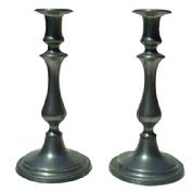 **SOLD** X306  19th century Matching pair of Pewter Candlestick, unmarked, very good condition 9" tall