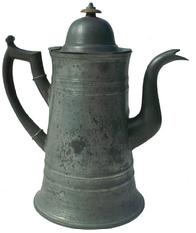 **SOLD** X466 Pewter  teapot circa 1835; tapered teapot, 6diameter , 10 ¼high