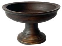 G221 Wonderful 18th century Pennsylvania wooden turned compote bearing the original old untouched surface. Notice the shaped stem with hand hewn bottom and beautifully turned bowl bearing nicely incised rings and evidence of slow lathe turnings. Circa 1780.  The wood appears to be walnut. Measurements: 11 ½ diameter x 7 ½ tall  