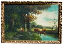 Oil painting, oil on canvas, cow painting, cow, t. Grant, grant