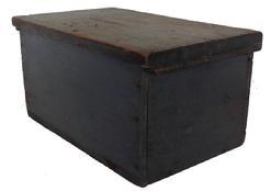 Z384 Mid 19th century Easter Shore maryland Document Box, found in Carolina Co. with original gray paint, square head nail construction circa 1840 Image Properties