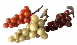 J124 Three clusters of beautiful stone fruit grapes - wooden stems. White, red and dark colored