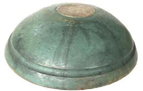 **SOLD** RM1409 19th century Pennsylvania original blue-green painted wooden bowl, American, mid-19th century, A lathe-turned bowl, slightly out of round, Retains an nice untouched painted surface with good patina, and old natural patina