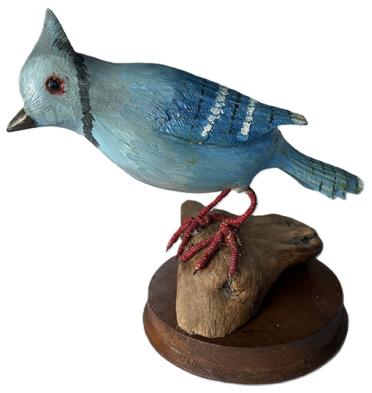 Blur Jay hand carved bird folk art