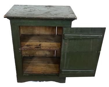 K1536 Small green painted one door cupboard