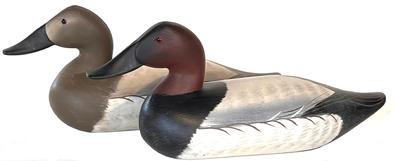 **SOLD** H93 Pair of Canvasback Decoys signed and dated on bottom "Larry Tawes 1969". (Larry Tawes,Sr. - Salisbury, Maryland)