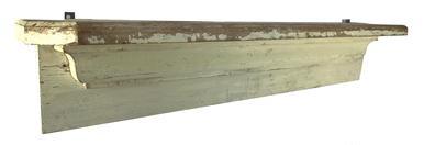 H427 Early 19th century Pennsylvania original oyster white painted Wall Shelf. Classic lines with nice, applied molding underneath the top and squared-off front corners and a chamfered edge surrounding the top. Very sturdy. Circa 1850s. Measurements: 39 wide x 7 ¼ tall x 6 ¼ deep. The top board is a full 1 1/8 thick. 