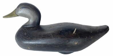 **SOLD** G363 Early Madison Mitchell Black Duck signed and dated 1954, all original paint with single nail weight,  