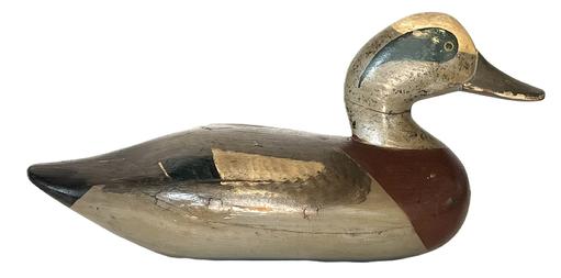 K1743 Early Widgeon Duck decoy carved by Madison Mitchell of Havre de Grace, MD (1901-1993). Original painted surface with a nice, dark patina. 