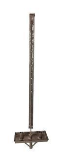 L238 Early 19th century adjustable tin hanging double candle holder with nicely rolled edges and secure solder joints throughout. Drip pan measures 8 3/8� x 3 5/8� and it extends from 31 &frac12;� to 52 &frac12;� tall. 