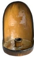 **SOLD** M63 Late 19th to very early 20th century Fulper Pottery Chamber Stick with handle. Stamped on bottom with FULPER inside a vertical rounded rectangle. Nice Earthtone glaze with decorative glaze effects. Approximate measurements: 4 5/8� bottom diameter x 5 &frac34;� deep at handle x 7� tall. 