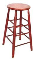 **SOLD** K327 Tall 19th century round stool with the old red paint, over the original black with a thick round top resting on turned legs. Circa 1860s. Measurements: 13 &frac34;� diameter top x 30� tall.  