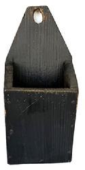 **SOLD** E364 9th century North Carolina Wall Box/ Pipe Box with the original  black paint, square head nail construction, the wood is yellow pine, Measurements are:13 1/2" tall x 4" deep x 6" wide