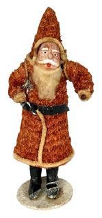 L317 Vintage Belsnickel Santa with pipe cleaner coat and hat - round paper base marked "Louise" and "Japan".  Measurements: 6 &frac34;� tall. 