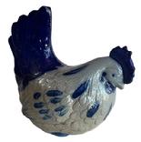 M113A Stoneware Pottery Chicken / Hen - with cobalt blue accents � signed Eldreth and dated �99 on bottom. Tiny chip on crown. Approximate measurements: 5� long x ~3 &frac14;� wide x ~4 &frac34;� tall.   