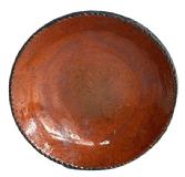 M14 19th century Redware Bowl / Plate with beautiful deep reddish orange color and crimped edge. The back is blackened from age and use. No visible cracks. Measurements: 8" diameter x 1&frac12;� deep. 