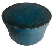 **SOLD** G670 19th century original blue painted pantry box with steamed and bent sides secured with tiny wooden pegs and tacks. Great natural patina inside. Very sturdy. Measurements: 10� diameter x 5 &frac12;� tall. 
