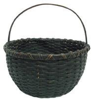 *SOLD* W102 19th original black painted  Gathering Basket from West Virginia, double wrapped rim, good condition great surface  12 1/2" diameter  x 12" tall