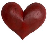 **SOLD** RM1629 Wooden hand carved heart mold retaining old red painted surface. This type of mold was used as a pattern to make Paper Mache Christmas, Easter and Halloween items that are now collector's items. Approximate measurements: 13" wide x ~2� thick x 11 &frac14;� tall.