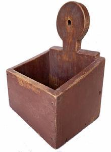 **SOLD** RM1275 Spectacular 19th Century �Lollipop� wall box in absolutely beautiful, original, dry red paint. Nicely tapered sides,