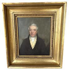 K168 19th century hand painted oil on board Portrait of a distinguished looking, well-dressed Gentleman. Exceptionally detailed facial features and clothing. Nicely framed. Unsigned. Framed measurements: 14 &frac14;� wide x 2� deep x 15 &frac34;� tall. Painting measures 8 &frac34;� wide x 10 &frac12;� tall. 