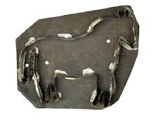 M15A 19th century oversized flat back tin cookie cutter featuring a large Horse.  All solder joints are secure. Measurements: 8 &frac34;� wide x 8� tall x ~3/4� thick. 