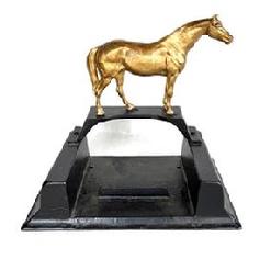 **SOLD** M9 Hubley Co. Cast Iron figural Horse Boot Scraper - prominently marked �5700� on the very bottom and the underside of the bridge below the Horse. Surface shows evidence of several layers of paint. Circa 1920s-1950s. Image Properties   Increase	 286 Apply  Decrease