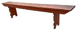 E365 19th century Lancaster County, Pennsylvania double mortised Hall Bench circa 1800-1820, beautiful dry never over painted red paint, very elaborate boot jack cut out ends. 