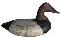**SOLD** E475 Canvasback Drake Decoy carved by Stanley Evans of Elkton, MD (Born 1887 � Died ?) Original tack eyes, with some original paint Circa late 1920�s - early 1930�s. A