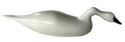 K1694 Miniature Swan decoy with stretched neck � signed and dated on bottom:  �Steven R. Lay 1999�. Original surface. Approximate measurements:  10 &frac12;� long x 2 &frac12;� wide x 2 &frac14;� tall.  