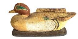 L524 Nice! Cast Iron Boot Scrape depicting a Green Wing Teal Duck in great original polychrome painted surface with very realistic colors. Very heavy. Approximate measurements:  ~13 &frac12;� long x ~4 &frac14;� wide x ~6 &frac12;� tall. 
