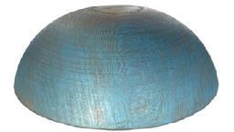 L478 Large, early 19th century Pennsylvania wooden bowl bearing a beautiful original blue painted surface with distinct turnings and a carved band around the foot area. Natural patina interior with evidence of slow turnings and chop marks from use. Nice hand / slow turned lathe marks visible throughout. This sturdy bowl is slightly out of round at 20 &frac12;� � 20 &frac34;� diameter. It is 6 5/8�-6 &frac12;� tall / deep, depending on where measured.  