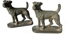 J475 Pair of small cast iron / bronze Terrier dog Bookends. Heavy.Each Measures: 4 &frac34;� long x 1 &frac34;� wide x 4 &frac12;� tall 