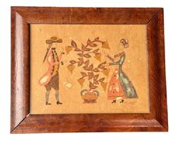 **SOLD** M70 Pennsylvania German Fraktur Watercolor signed and dated Kathy Hendrix 1987 in lower right corner. Nicely framed in a solid wood frame. Framed measurements:13 &frac14;� wide x &frac34;� thick x 10 &frac34;� tall. 