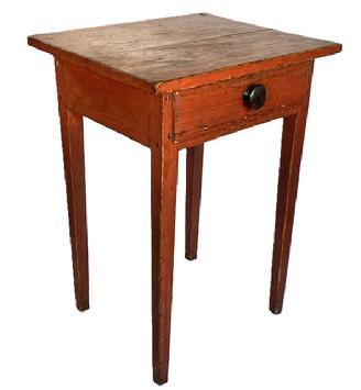 L781 (L313) 19th century Hepplewhite Stand with the original red paint, dovetailed drawer, the base of the Stand is pegged, and the top is held in place with cut nails, circa 1830 all original. Measurements are: 17 &frac12;� deep x 20 " wide x 28" tall.