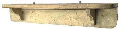 K162 Mid-19th century Pennsylvania original cream painted Wall Shelf. Classic lines with nice, applied molding underneath the center of top and rounded front corners with a beaded edge surrounding the top. Very sturdy. The wood is pine. Square head nail construction. Circa 1850s. Measurements: 34 &frac12;� wide x 6 &frac14;� deep x 6� tall. The boards are a full 1� thick. 